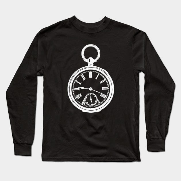 White Vintage Pocket Watch Long Sleeve T-Shirt by Vintage Boutique